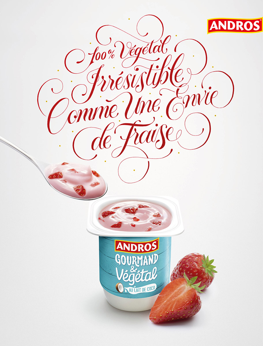 Campagne publicitaire desserts Andros - Gourmand & Végétal, nature 