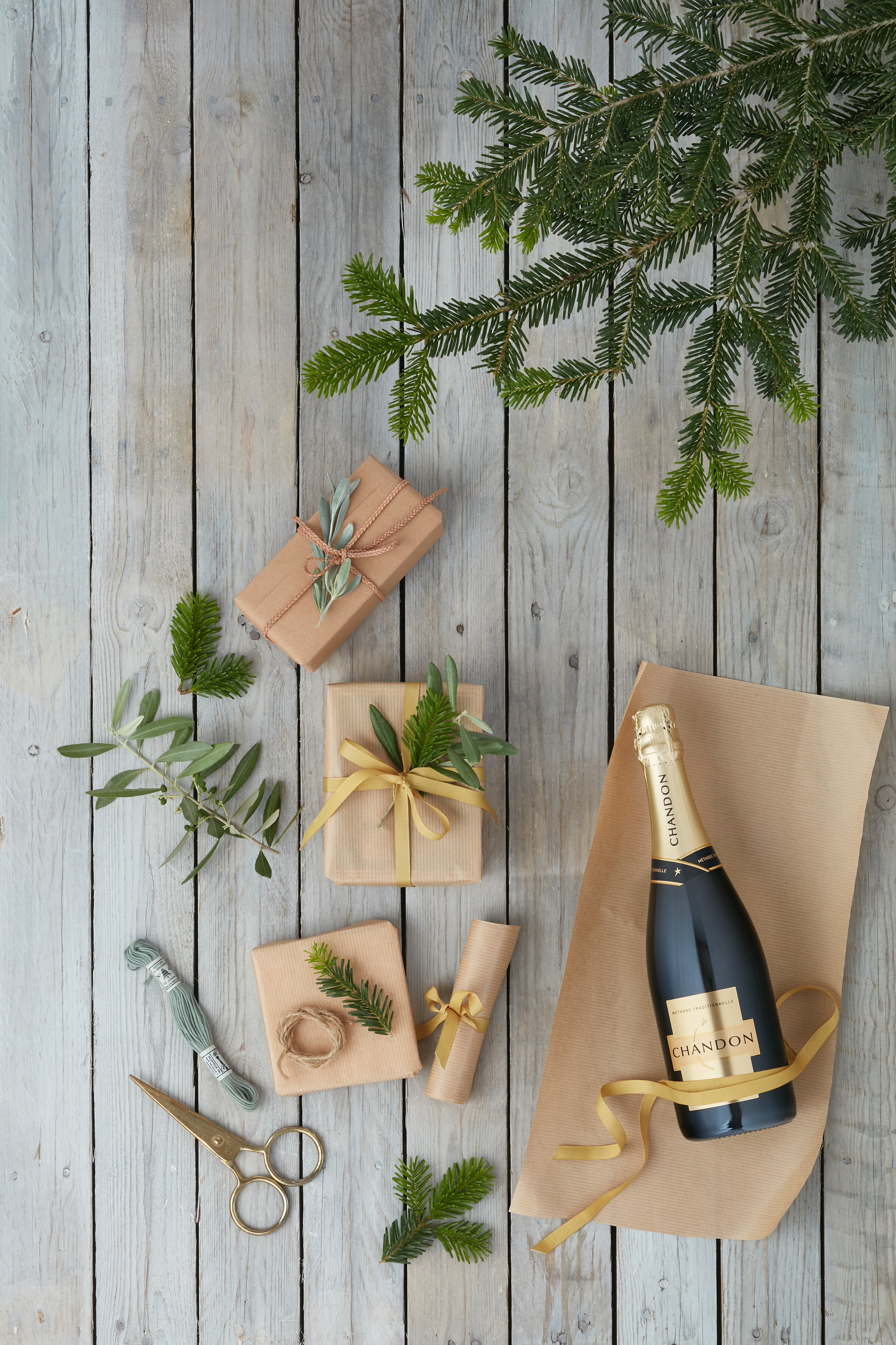 Chandon - composition flat lay cadeau de Noël